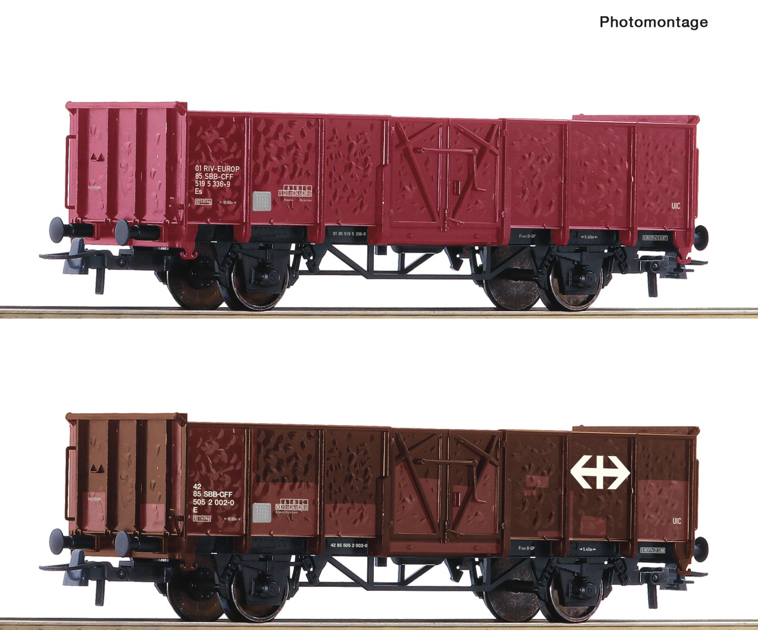 Roco 77034 - H0 - 2-tlg. Set Offene Güterwagen 'EUROP', SBB, Ep. III